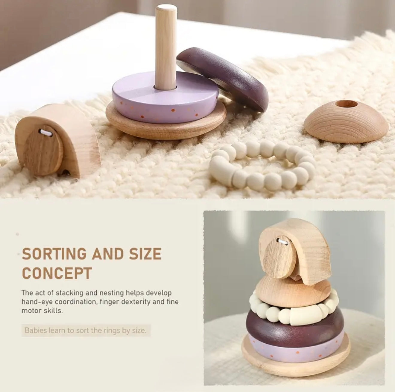Wooden Elephant Stacking Toys