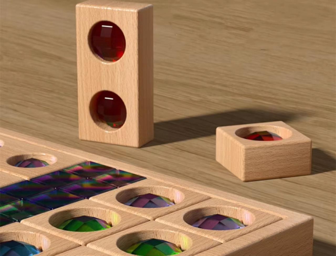 Rainbow Acrylic Wooden Gem Building Blocks