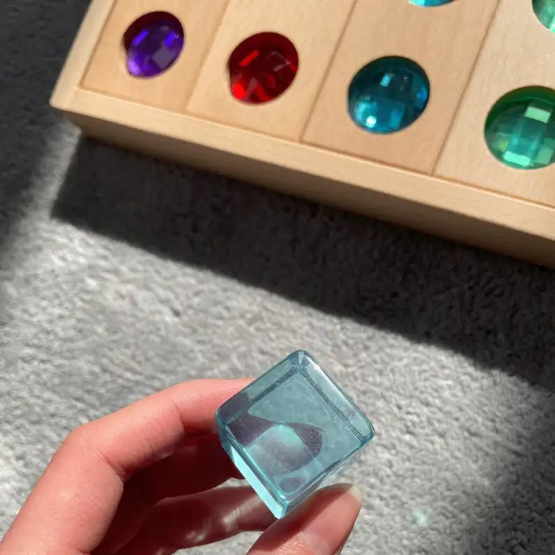 Rainbow Acrylic Wooden Gem Building Blocks
