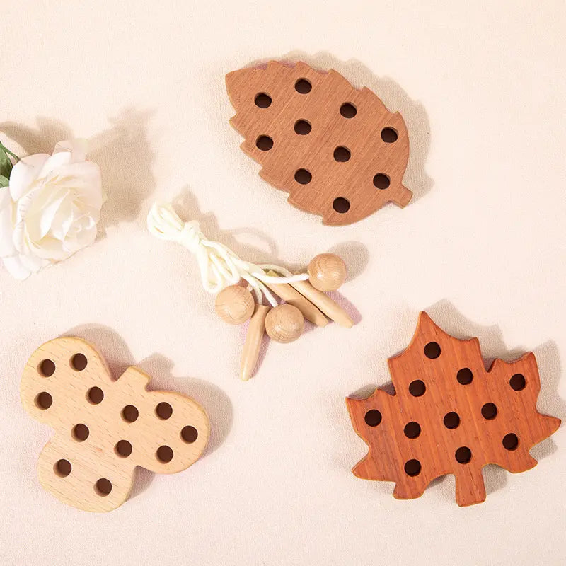 Wooden Lacing Leaf Toys