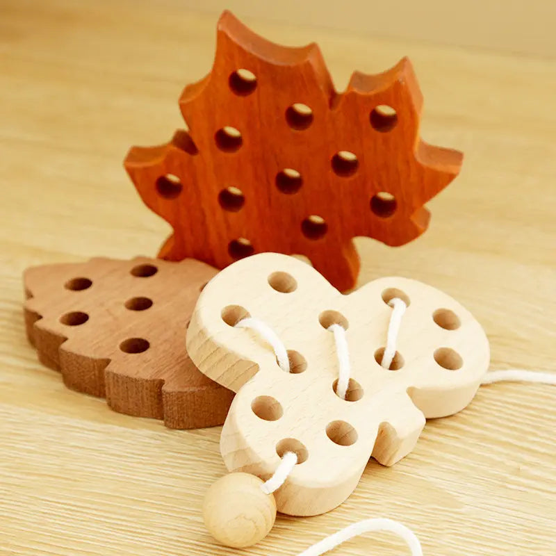 Wooden Lacing Leaf Toys