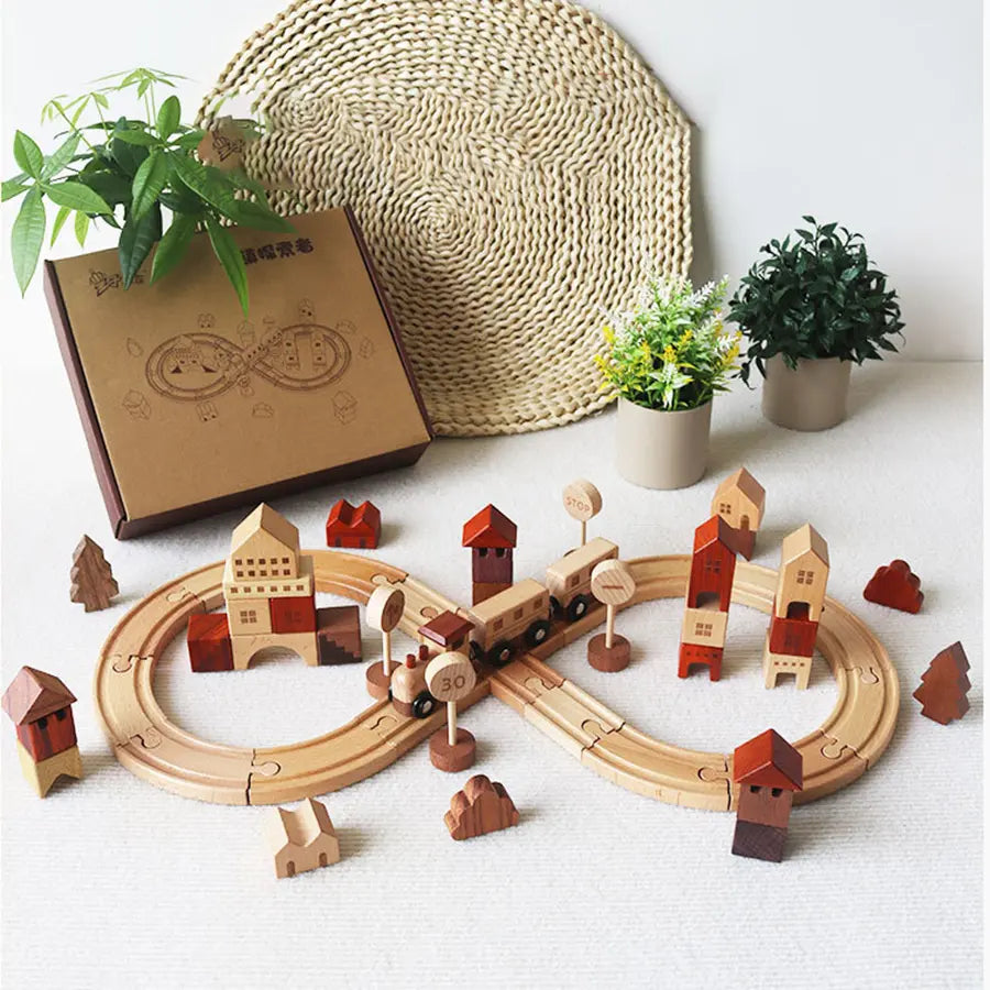 Wooden Train Track Puzzle Set