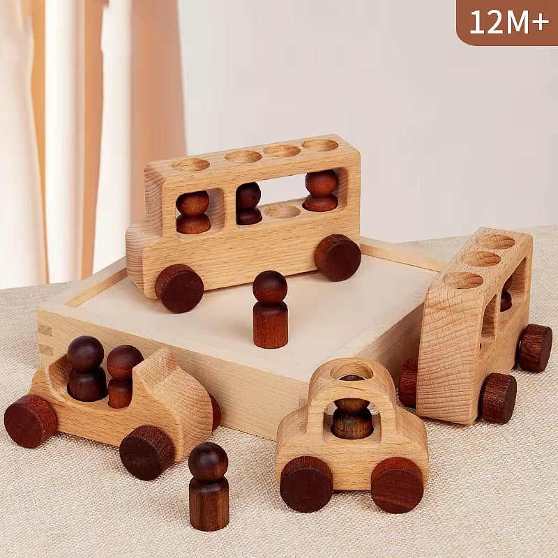 Wooden little man car 4-pieces