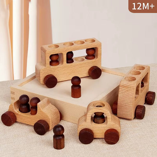 Wooden little man car 4-pieces