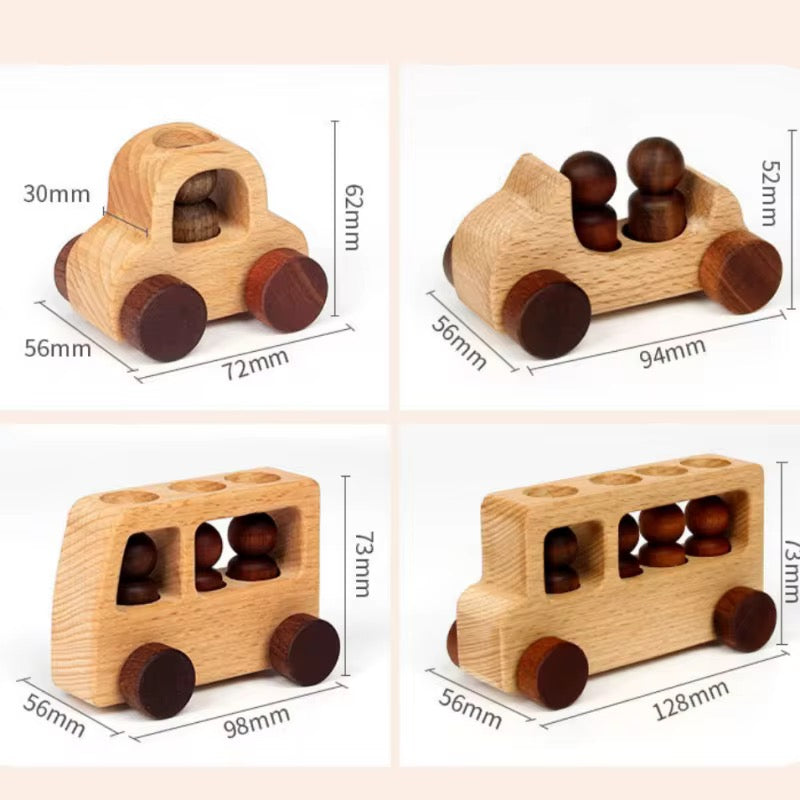 Wooden little man car 4-pieces