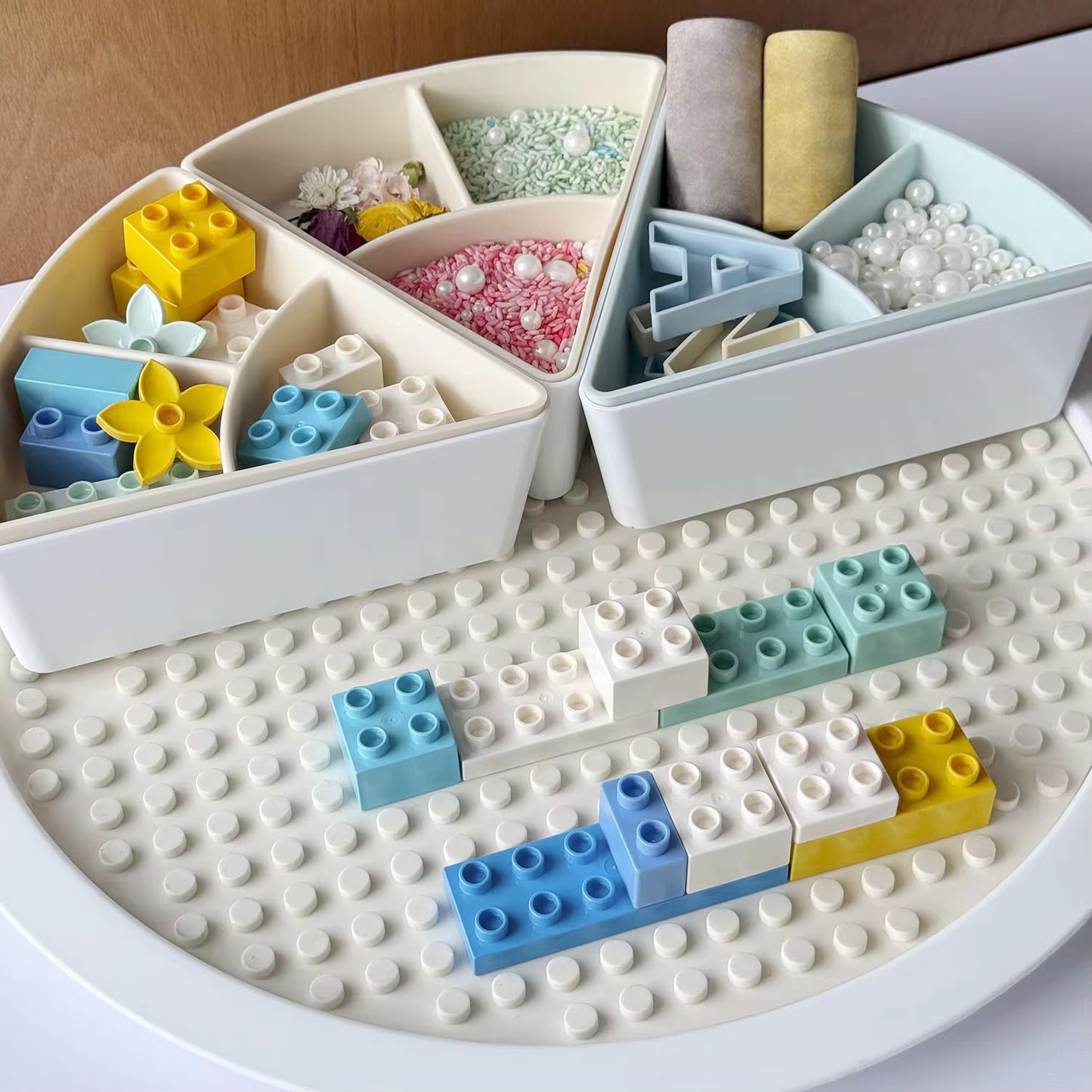 Silicone building blocks play mat