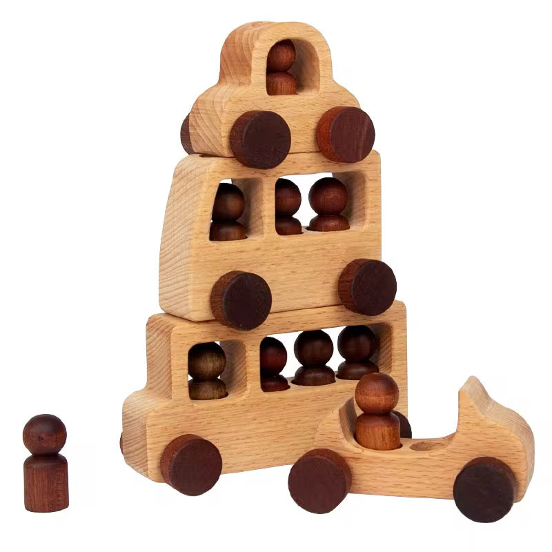 Wooden little man car 4-pieces