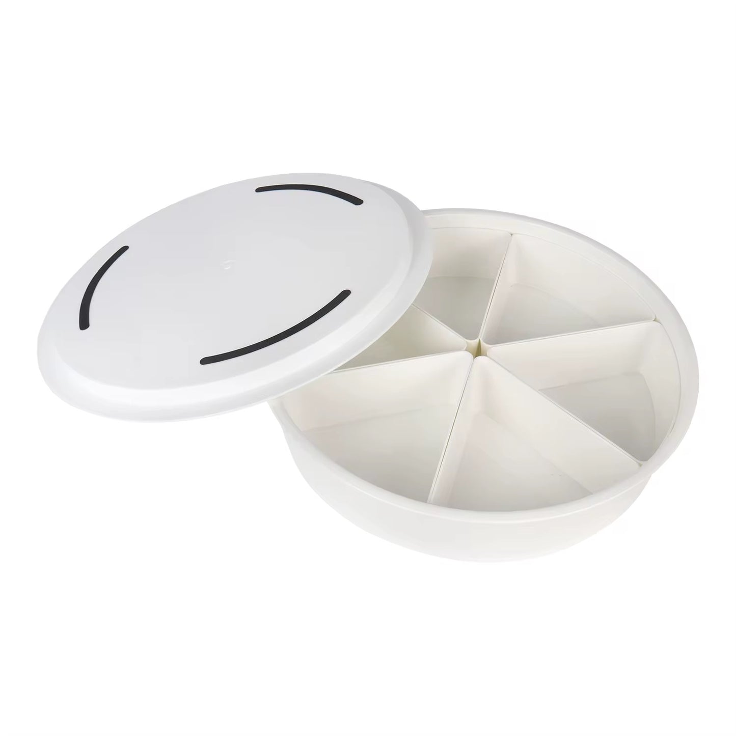 Sensory bin with 6 compartments and a lid